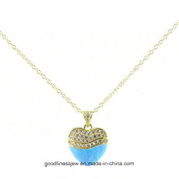 2015 China 925 Silver High Quality Opal CZ Stone Necklace (N6593)